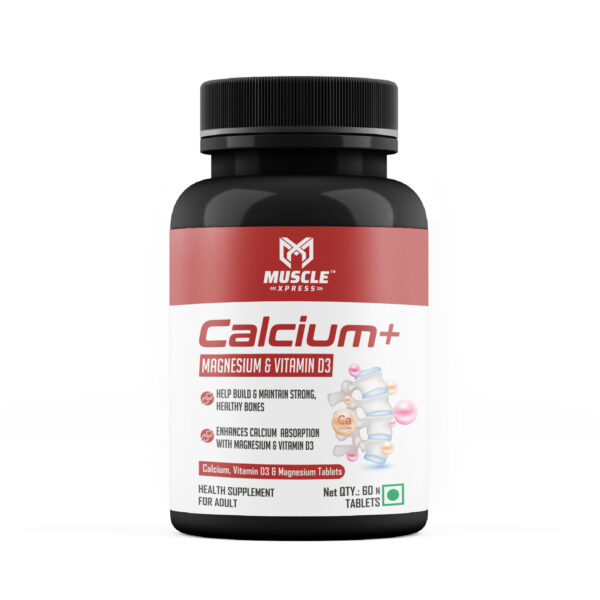 Muscle Xpress Calcium+ | Calcium, Magnesium & Vitamin D3 | 60 Tablets | Supports Bone Strength, Joint Health & Calcium Absorption
