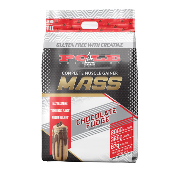 Pole Nutrition Mass Gainer | Gluten-Free with Creatine | Chocolate Fudge Flavor | 12 lbs - Power-Packed Formula for Muscle Mass and Strength